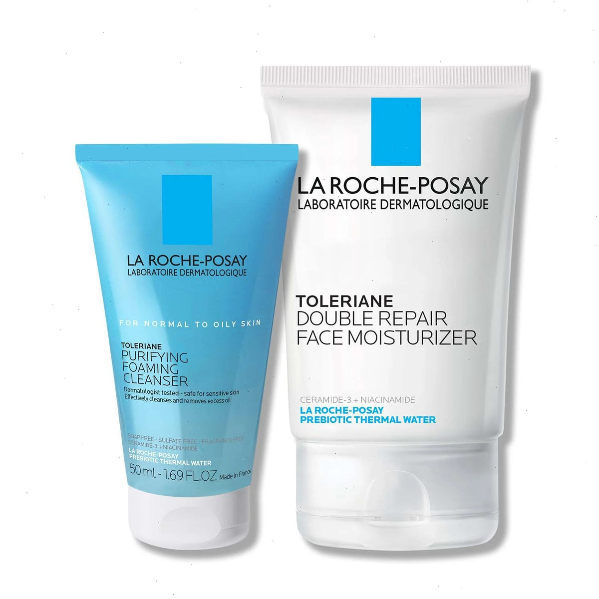 Toleriane Purifying Foaming Cleanser & Toleriane Double Repair Face Moisturizer Travel Set